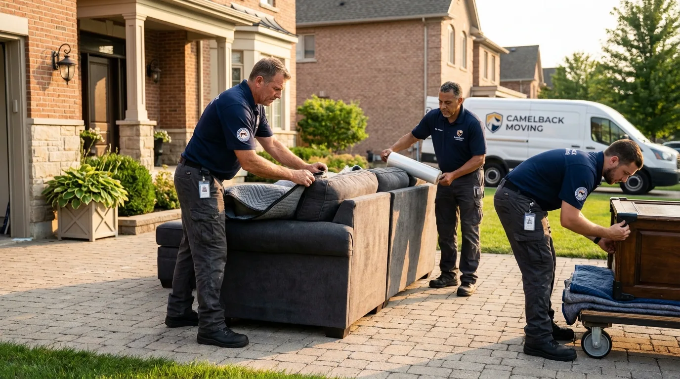 Large estate moving crew wrapping furniture in Princeton Junction, NJ